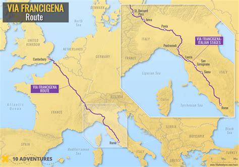 illustrazione della Via Francigena con focus sul tratto romano