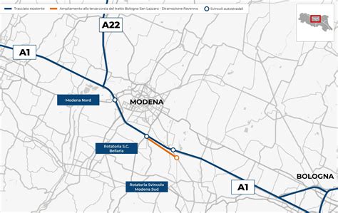 Mappa del percorso autostradale da Modena a Madonna di Campiglio