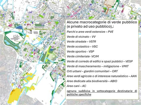 Mappa o infografica delle aree verdi esistenti e proposte a Caselle