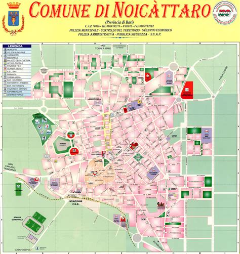 Mappa storica di Noicattaro con evidenziati i confini del territorio comunale.