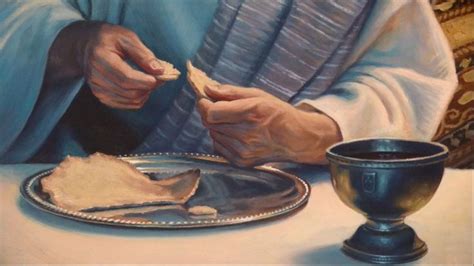 Illustrazione della Ultima Cena con Gesù che spezza il pane