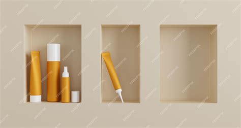 Illustrazione di prodotti cosmetici e di bellezza su uno scaffale