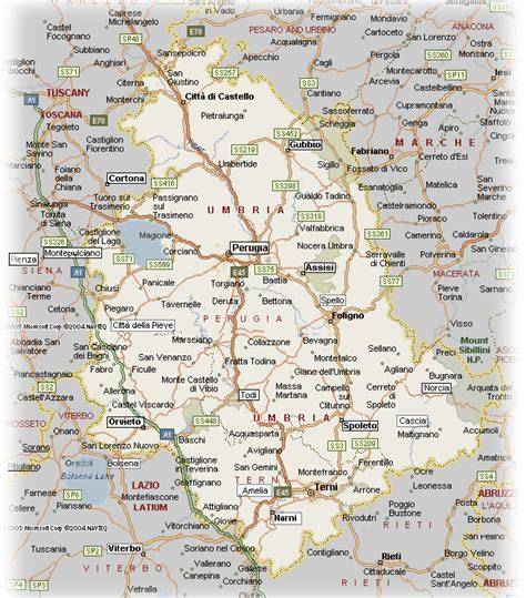 Mappa della Regione ecclesiastica Umbria con evidenziata la Diocesi di Terni-Narni-Amelia