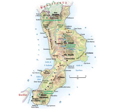 Mappa della Calabria con i punti nascita principali