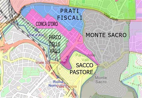 Mappa dettagliata del quartiere Espero, Conca d'Oro e Monte Sacro a Roma, con evidenziate le fermate della metro e le principali vie di comunicazione