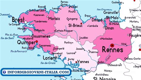Mappa della Bretagna con Montfort-sur-Meu evidenziata