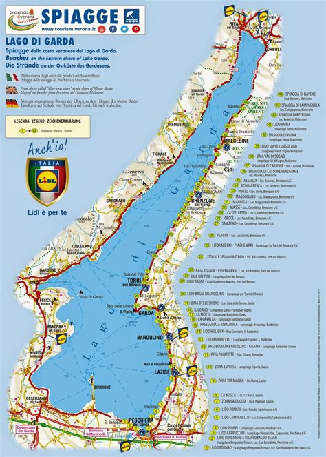 Mappa schematica del Lago di Garda con i punti di interesse Eremo di San Valentino e Eremo dei SS. Benigno e Caro