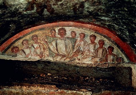 Affresco murale di Cristo che insegna tra gli apostoli, IV sec.