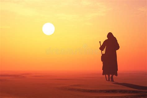Illustrazione biblica di Gesù nel deserto o di un profeta