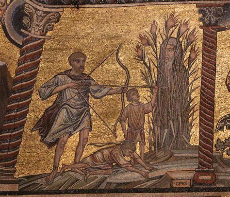 Dettaglio dell'affresco di Paolo Uccello con Lamech che uccide e la costruzione dell'Arca di Noè