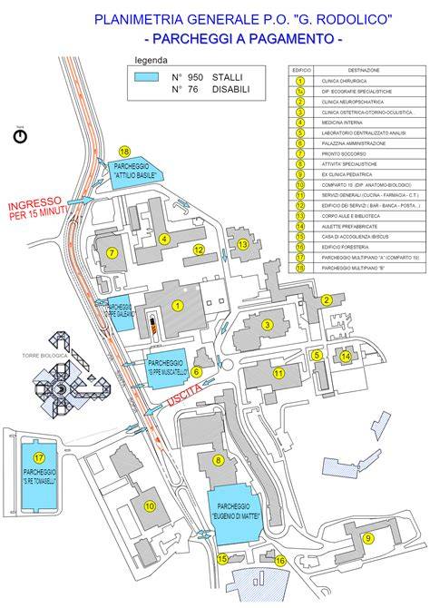 Mappa dell'Ospedale Santa Rita con indicazioni per parcheggio e ingressi
