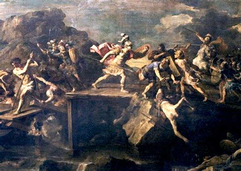Orazio Coclite difende il ponte Sublicio contro gli Etruschi, un'illustrazione storica