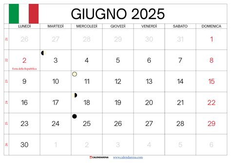 Illustrazione di un calendario con il 2 giugno evidenziato
