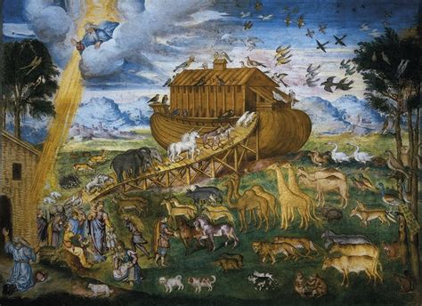 Mosaico o illustrazione dell'Arca di Noè e del Diluvio Universale