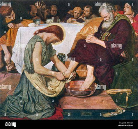 Gesù che lava i piedi ai discepoli, scena biblica di servizio e umiltà