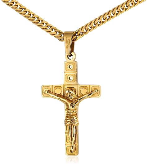Collana uomo con croce d'oro placcata in diversi stili