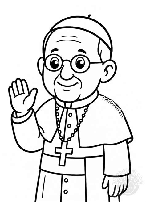 Disegno di Papa Francesco che sorride in un contesto di gioia e condivisione