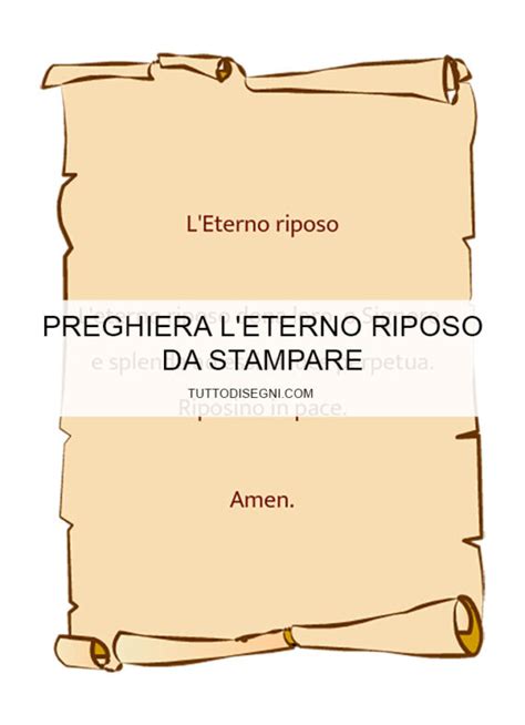 Una pergamena stilizzata con il testo della preghiera dell'Eterno Riposo in latino