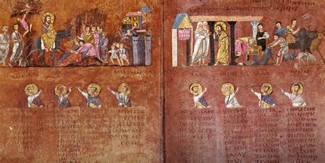 Dettaglio di una miniatura del Codex Purpureus Rossanensis raffigurante un episodio della vita di Gesù