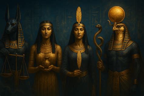 Immagine dei principali dei egizi del film (Horus, Set, Ra, Hathor)