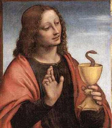San Giovanni Evangelista con calice e serpente, esempio di iconografia simbolica.