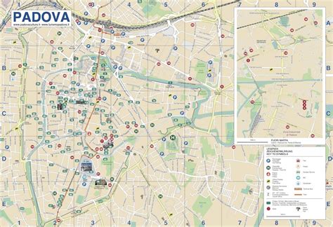 mappa di Padova con indicazione del luogo del comizio e dell'ospedale