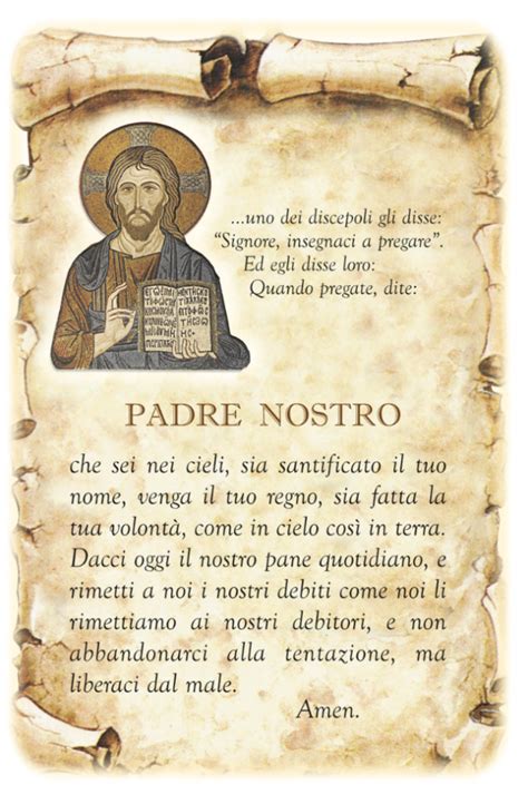 Testo del Padre Nostro in latino calligrafico