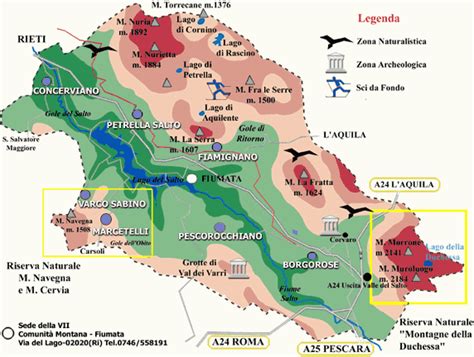 Mappa del territorio di Petrella Salto e del Cicolano con evidenziati i confini storici