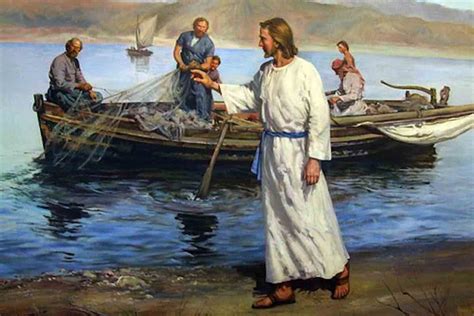 Gesù che chiama Pietro e Andrea mentre gettano le reti in mare.