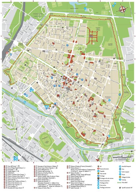 Mappa storica di Ferrara con posizione della Cattedrale