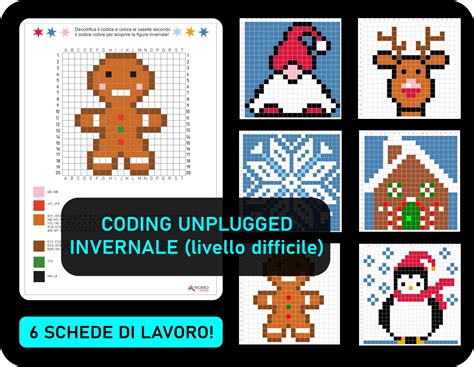 Bambini che svolgono attività di coding unplugged a tema natalizio, con schede e pennarelli