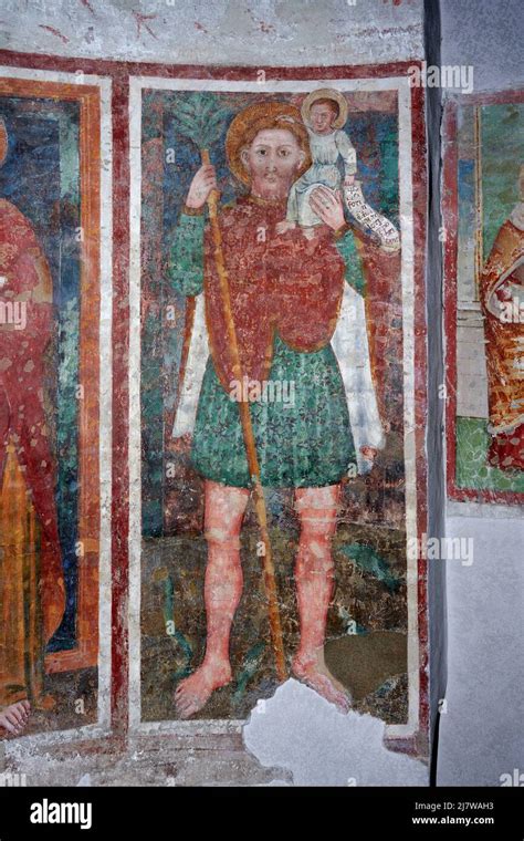Affresco di San Cristoforo o illustrazione della trappola di San Giuseppe