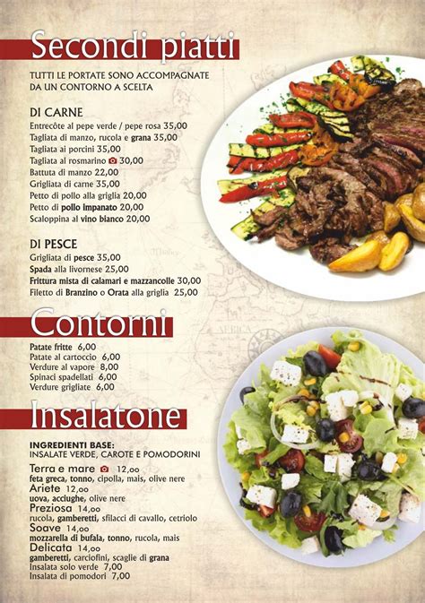 Esempio di menù di ristorante con piatti della cucina romagnola