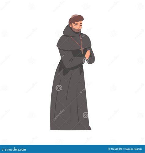 illustrazione di un sacerdote medievale in viaggio o in preghiera