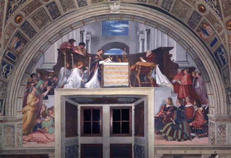 rappresentazione artistica del Miracolo di Bolsena con l'ostia che sanguina