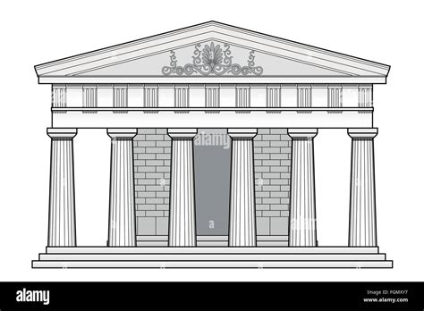 disegno stilizzato di un tempio antico con un uomo che guarda malinconicamente verso di esso da lontano