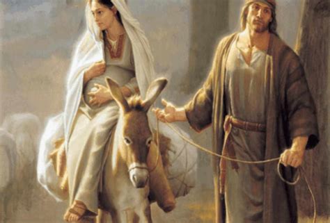 Affresco del Viaggio a Betlemme con Maria e Giuseppe sul mulo
