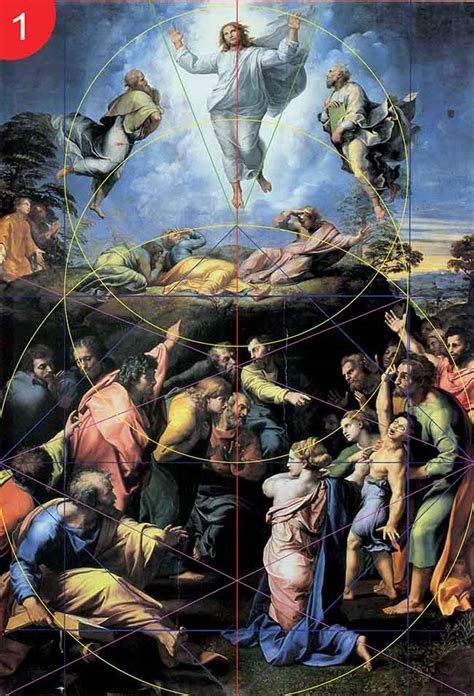 Schema geometrico e prospettico de La Trasfigurazione di Raffaello