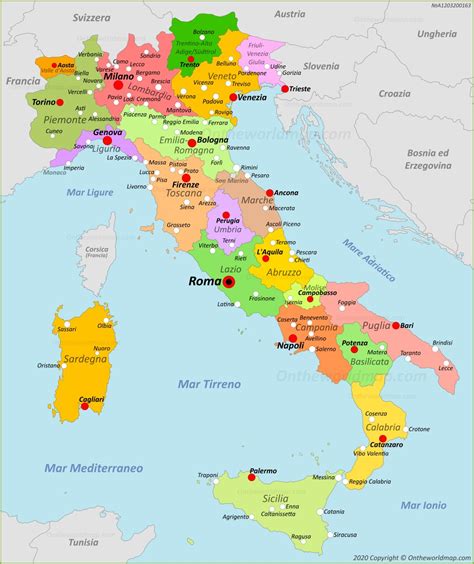 Mappa dell'Italia meridionale con evidenziate le città di Martina Franca, Lecce e Napoli