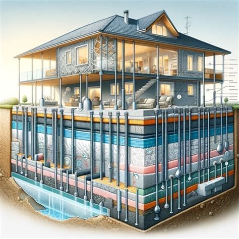 Illustrazione di una casa con fondamenta profonde su roccia e una casa su sabbia che crolla