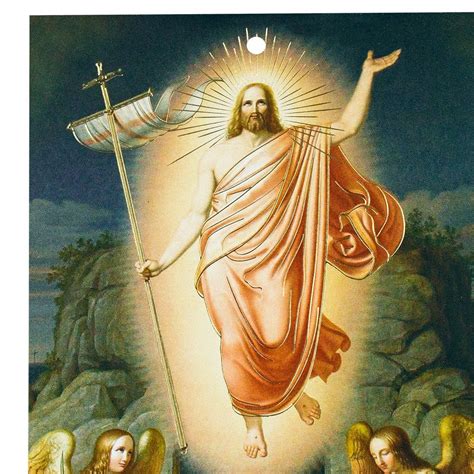 Immagine di Gesù Risorto circondato da fiori primaverili