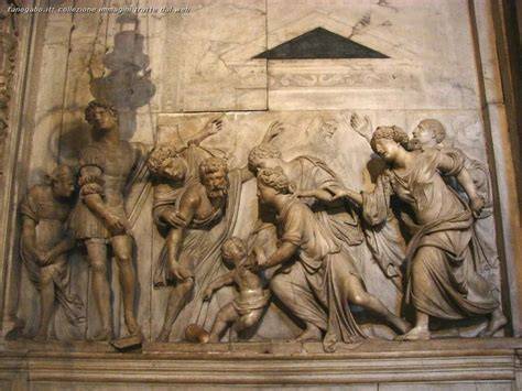 Scultura in marmo che raffigura il miracolo del bicchiere di Aleardino nella Basilica di Sant'Antonio a Padova