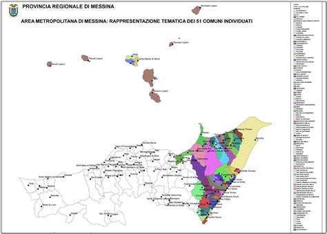 Mappa della provincia di Messina con evidenziate le località di Barcellona Pozzo di Gotto