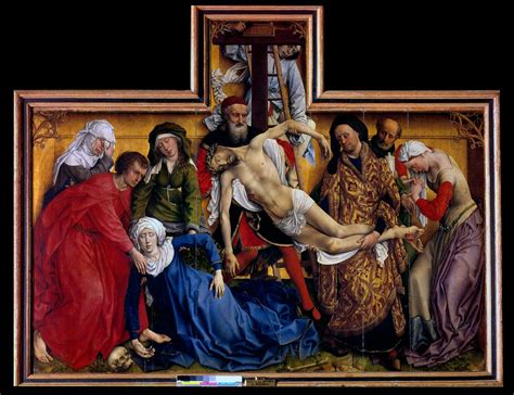 Dipinto della Deposizione di Rogier van der Weyden, con dettagli sul dolore della Vergine Maria