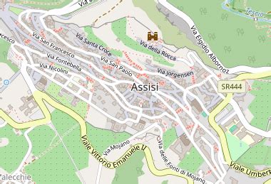 Mappa dell'Italia con indicazione delle due località: Carceri (PD) e Assisi (PG)