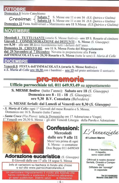 Foto di un tipico bollettino parrocchiale cartaceo con annunci e testi