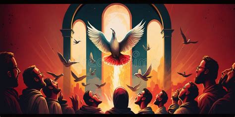 illustrazione della discesa dello Spirito Santo (colomba, fiamme)