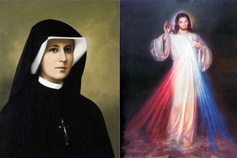 Ritratto di Santa Faustina Kowalska con Gesù Misericordioso