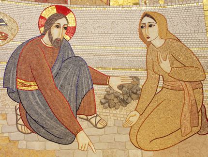 Rappresentazione artistica di Gesù e la donna adultera