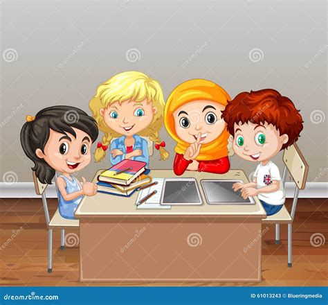 Illustrazione di un gruppo di bambini che studiano il catechismo